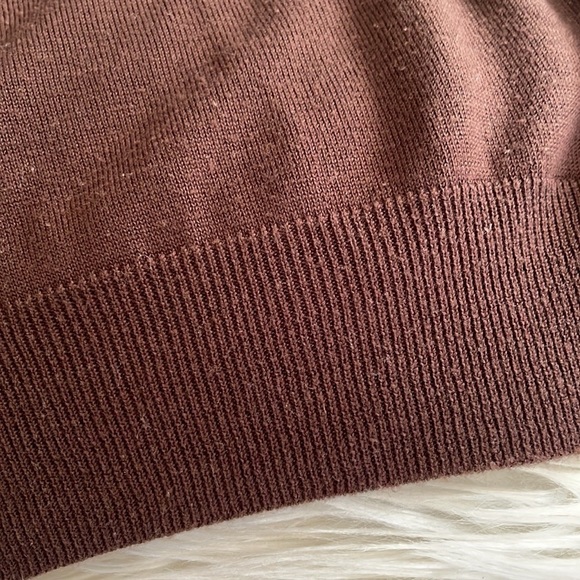 RQT brown beige white shirt sleeve v neck beaded bedazzled blouse top shirts M - Picture 11 of 16